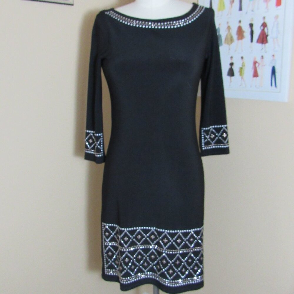 New White House Black Market Dress Stuuded 3/4” Sleeve Dress XXS